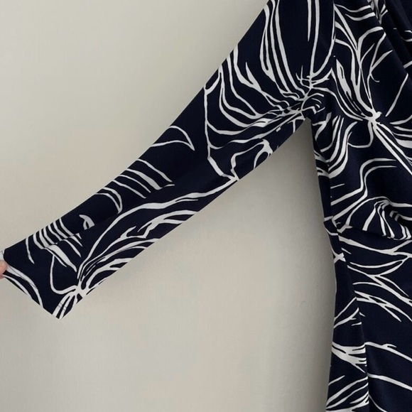 Lauren Ralph Lauren Women's Size 10 Black & White Jersey Sheath Dress Faux Wrap - Picture 7 of 15